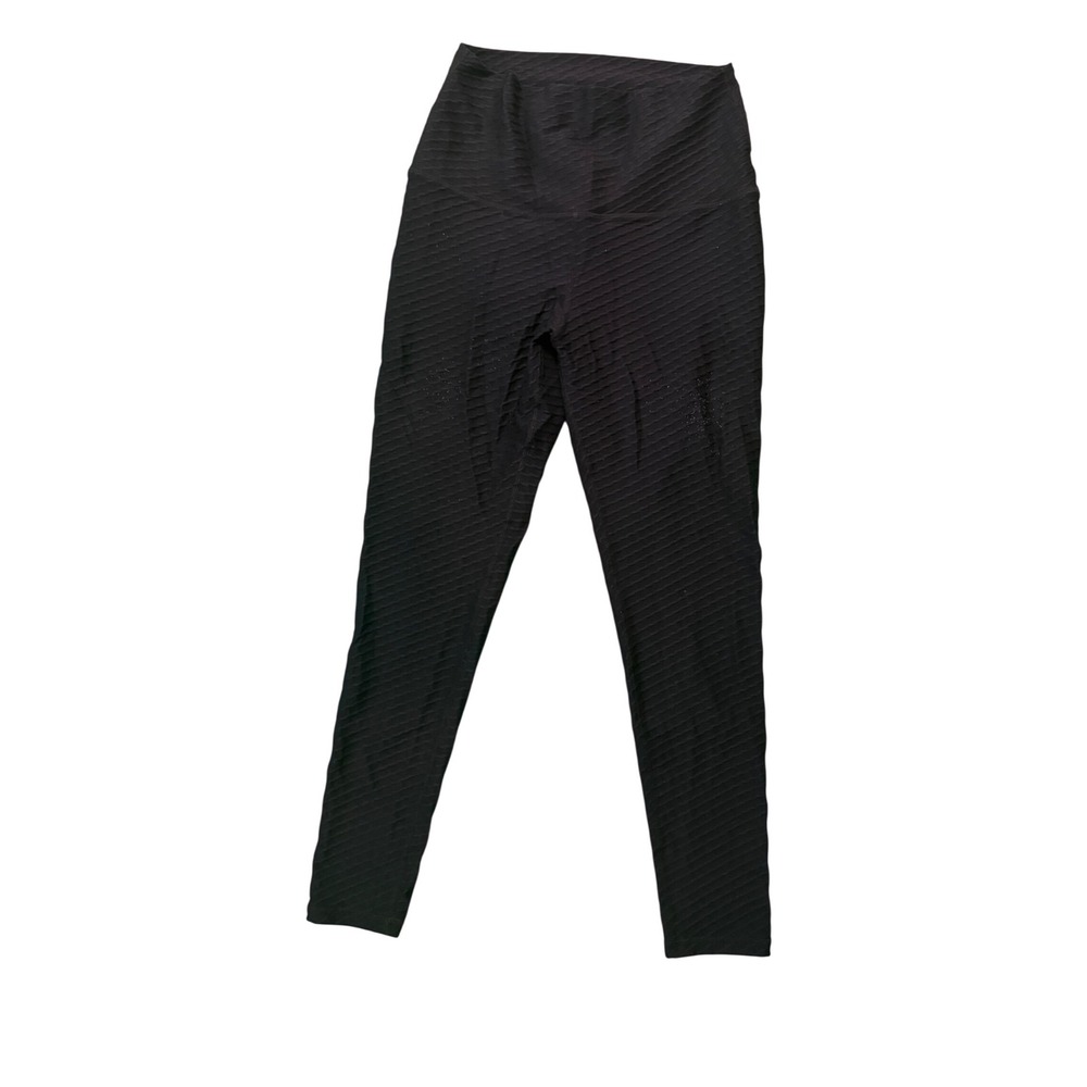 BP Muscle Womens Black Ribbed Scrunch Butt High Waisted Yoga Leggings Small